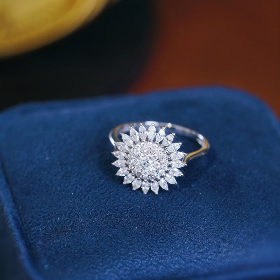 14k Gold 1.00 Ct Natural H Diamond Ring - 7
