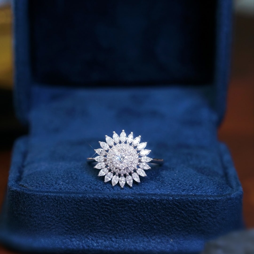 14k Gold 1.00 Ct Natural H Diamond Ring - 9