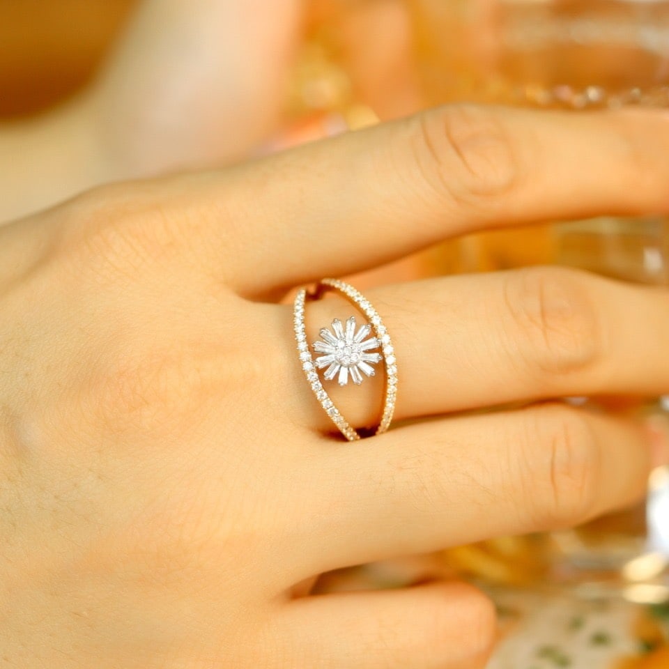 14k Gold 0.50 Ct Natural H Diamond Ring - 6