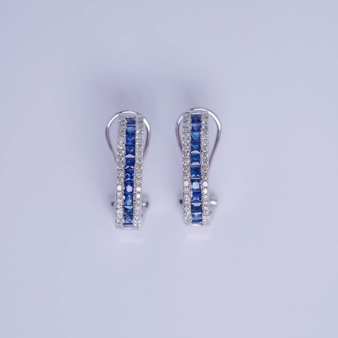 14k Gold 1.76 Ctw Natural Sapphire & Diamond Earrings - 4