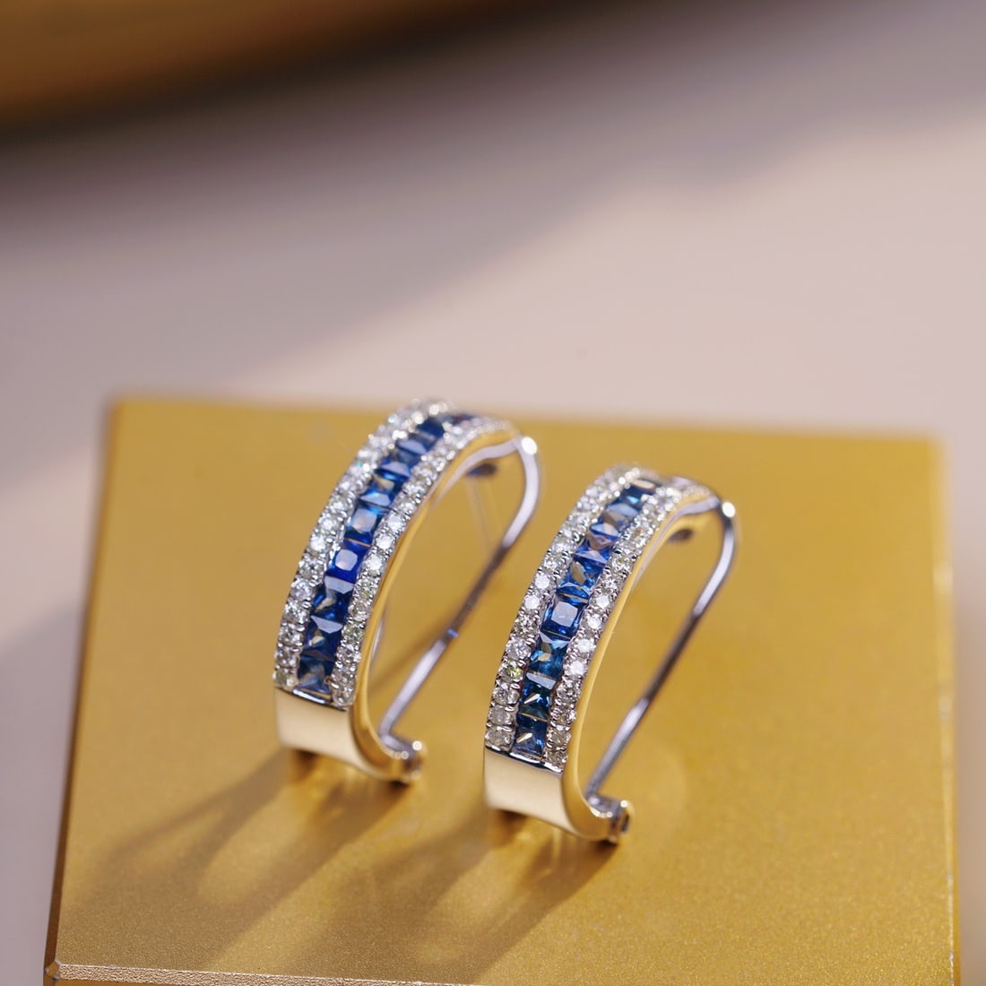 14k Gold 1.76 Ctw Natural Sapphire & Diamond Earrings - 6