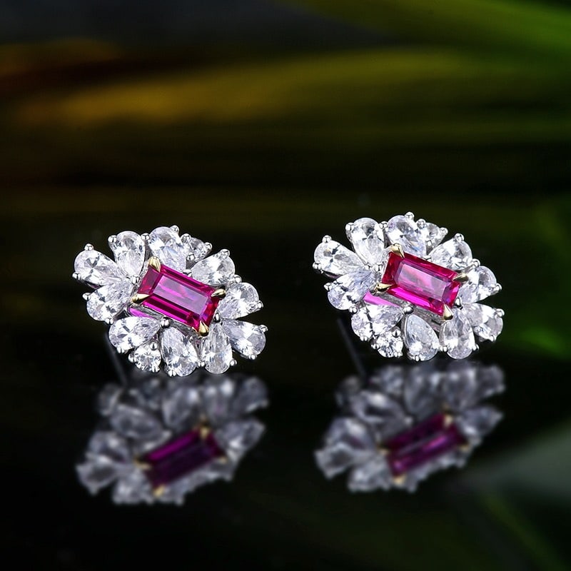 14k Gold 0.65 Ct Natural Ruby & Sapphire Earrings - 3
