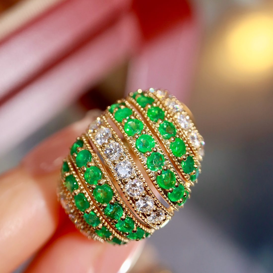 14k Gold 2.77 Ctw Natural Emerald & Diamond Ring - 3