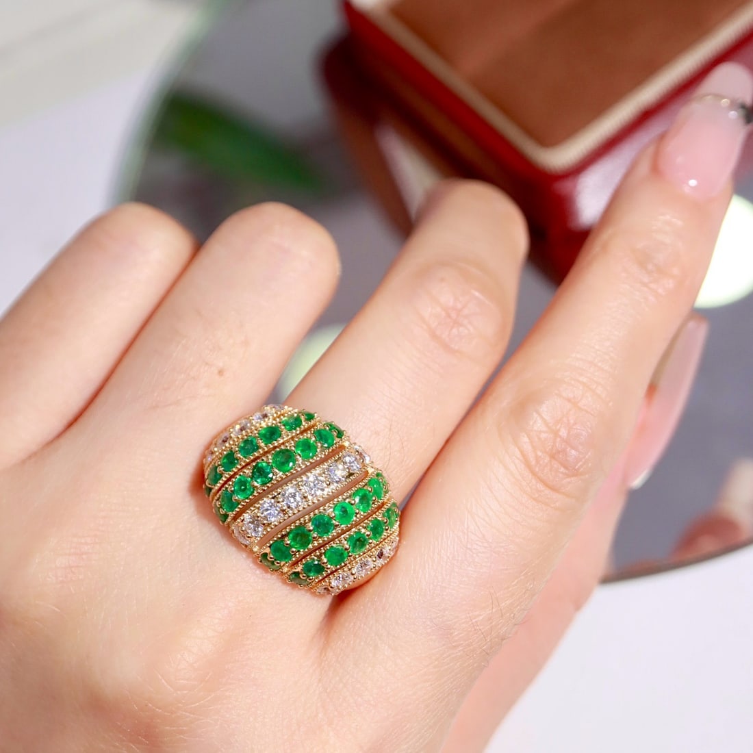 14k Gold 2.77 Ctw Natural Emerald & Diamond Ring - 8