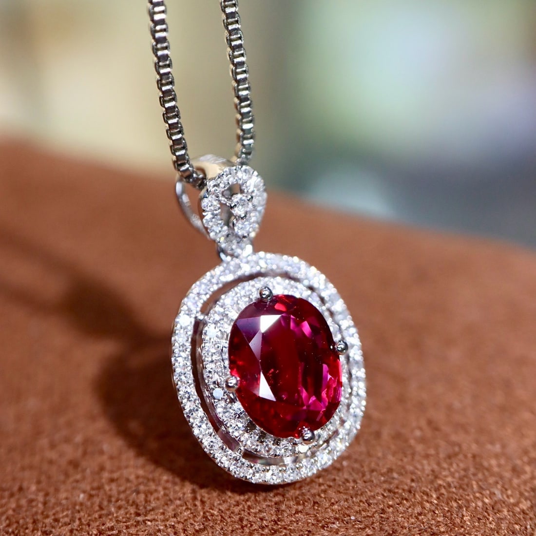 14k Gold 1.10 Ctw Natural Ruby & Diamond Pendant( Without Chain ) - 3