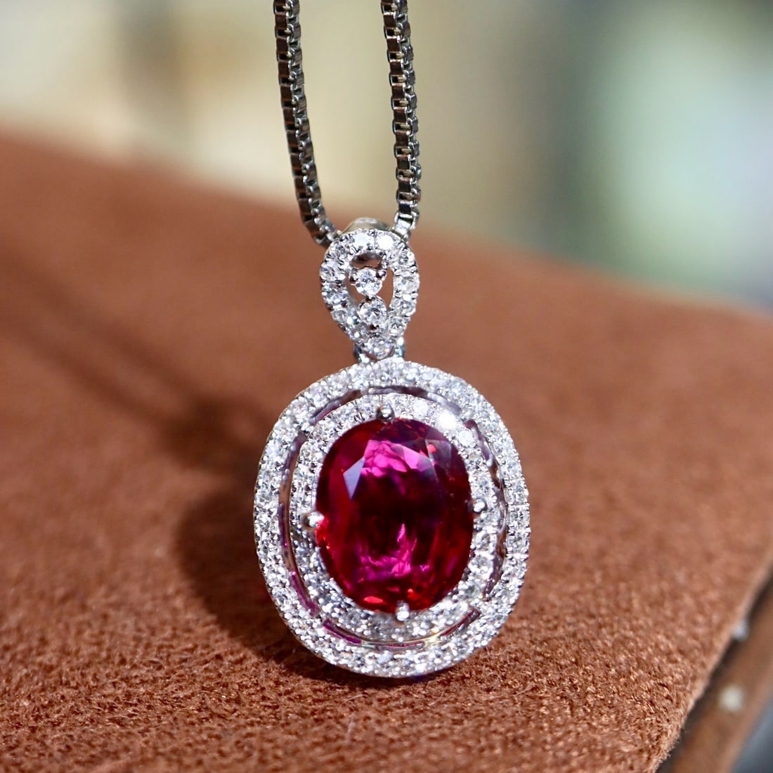 14k Gold 1.10 Ctw Natural Ruby & Diamond Pendant( Without Chain ) - 4