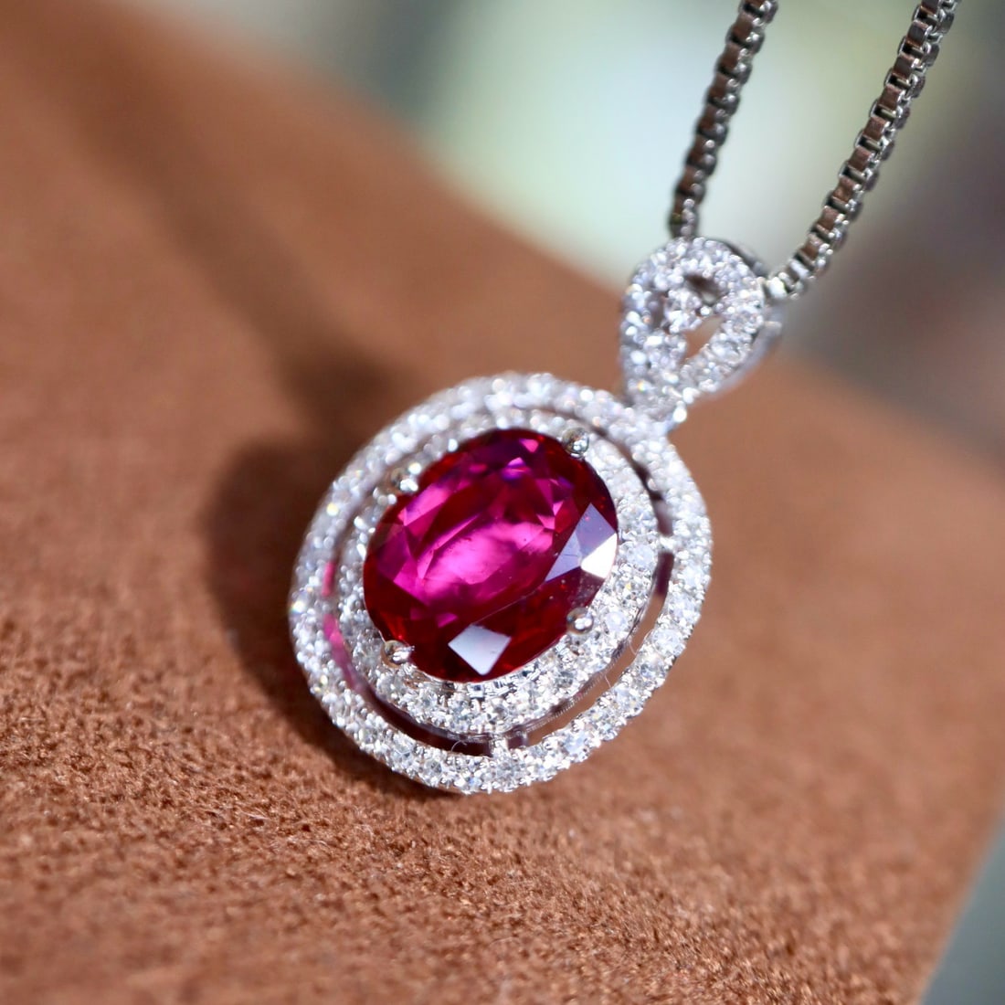 14k Gold 1.10 Ctw Natural Ruby & Diamond Pendant( Without Chain ) - 5