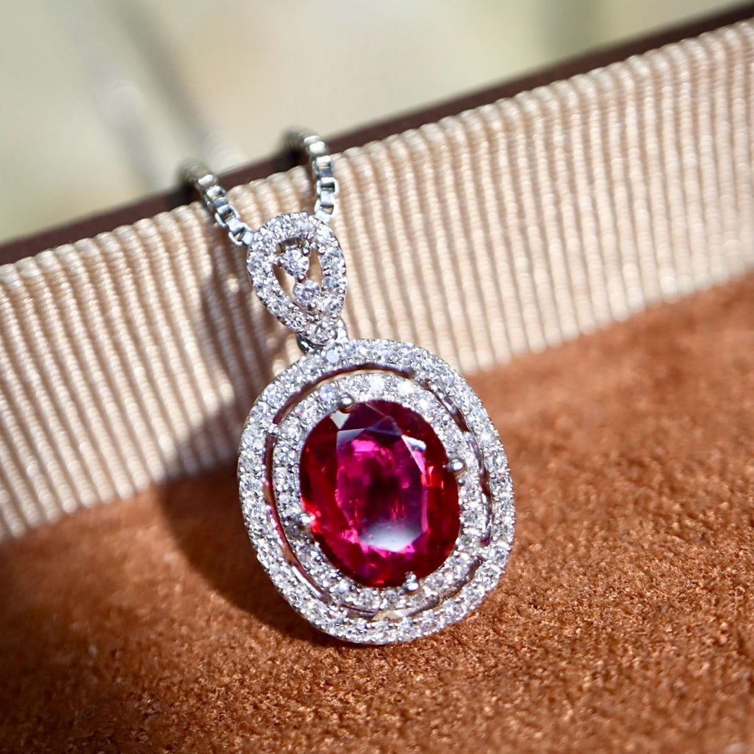 14k Gold 1.10 Ctw Natural Ruby & Diamond Pendant( Without Chain ) - 6
