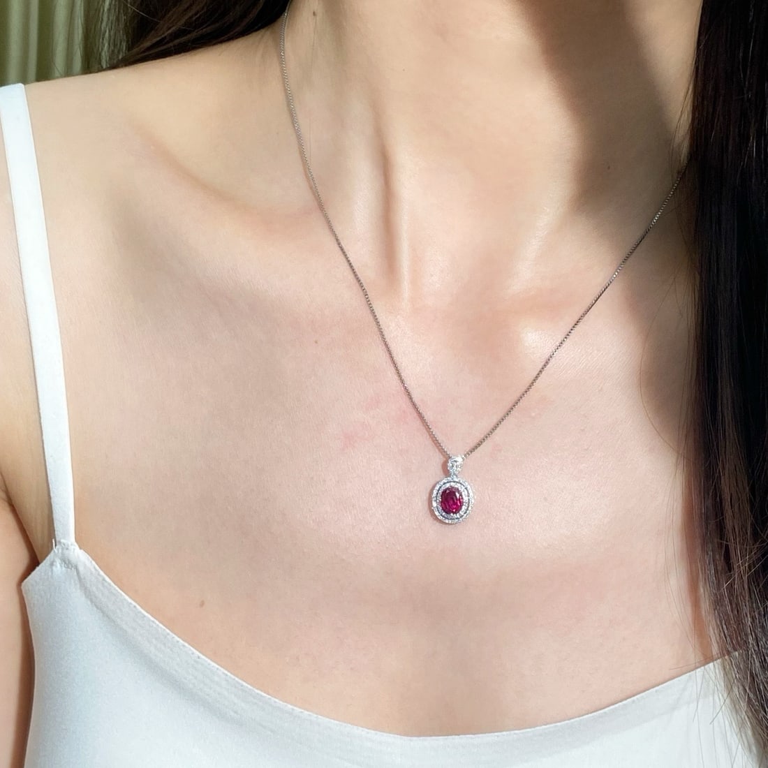 14k Gold 1.10 Ctw Natural Ruby & Diamond Pendant( Without Chain ) - 8