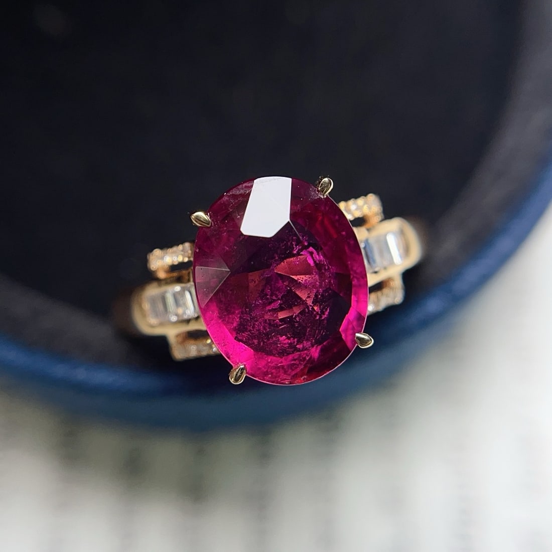 14k Gold 2.25 Ct Natural Tourmaline & Diamond Ring - 2