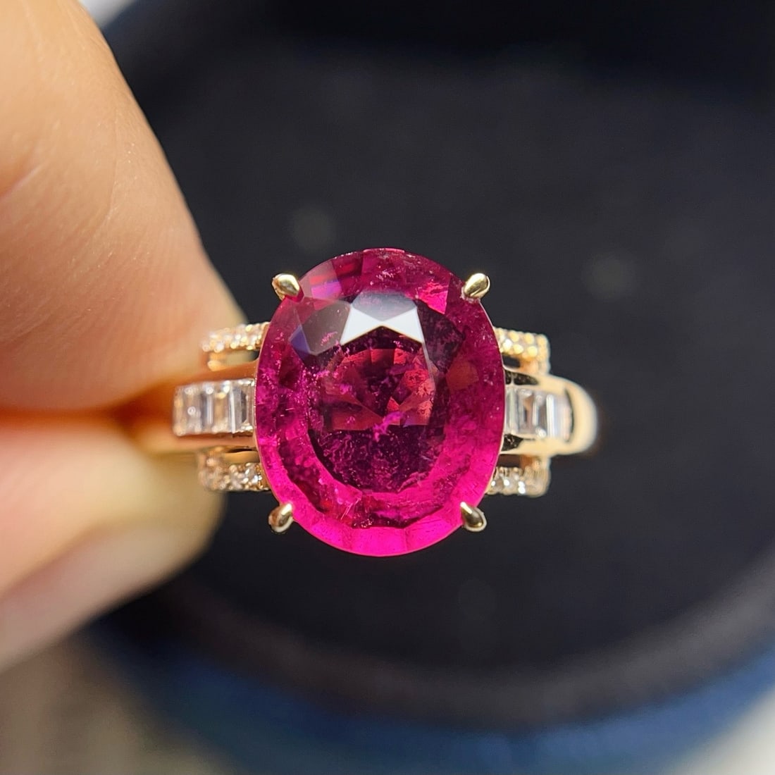 14k Gold 2.25 Ct Natural Tourmaline & Diamond Ring - 4