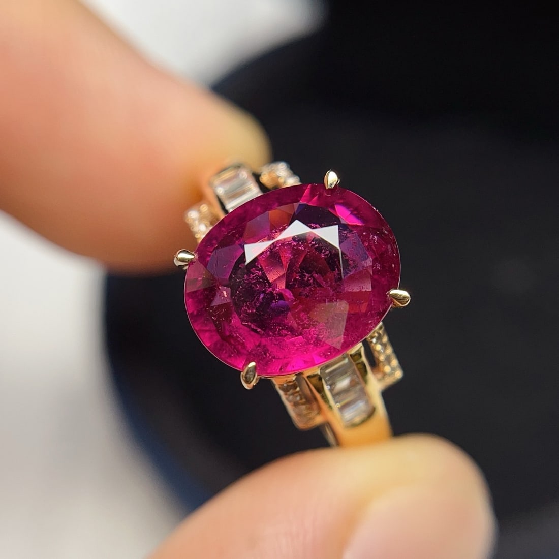 14k Gold 2.25 Ct Natural Tourmaline & Diamond Ring - 5