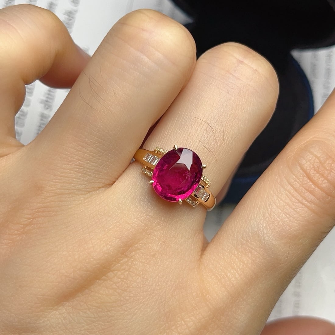 14k Gold 2.25 Ct Natural Tourmaline & Diamond Ring - 6