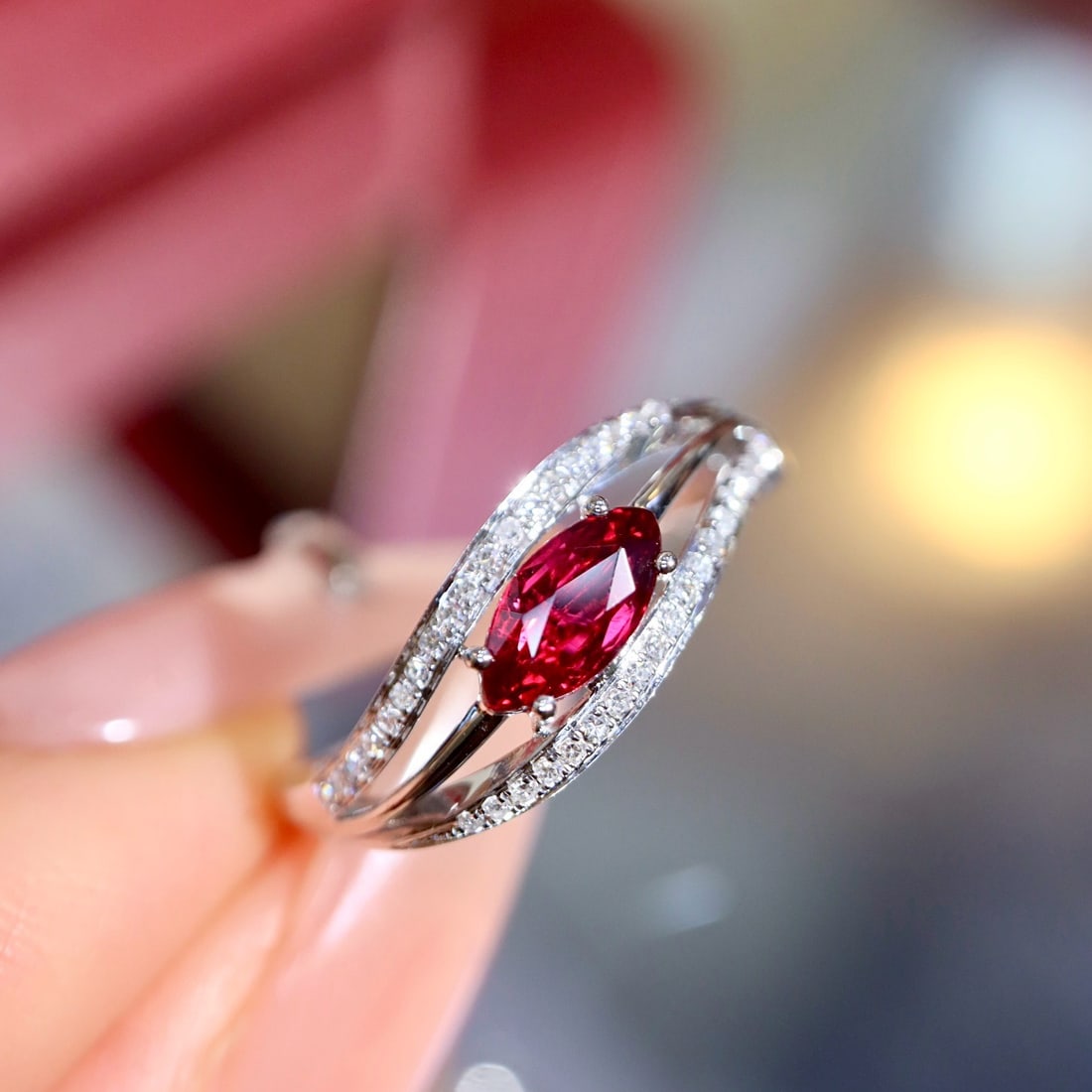 14k Gold 0.62 Ctw Natural Ruby & Diamond Ring - 3