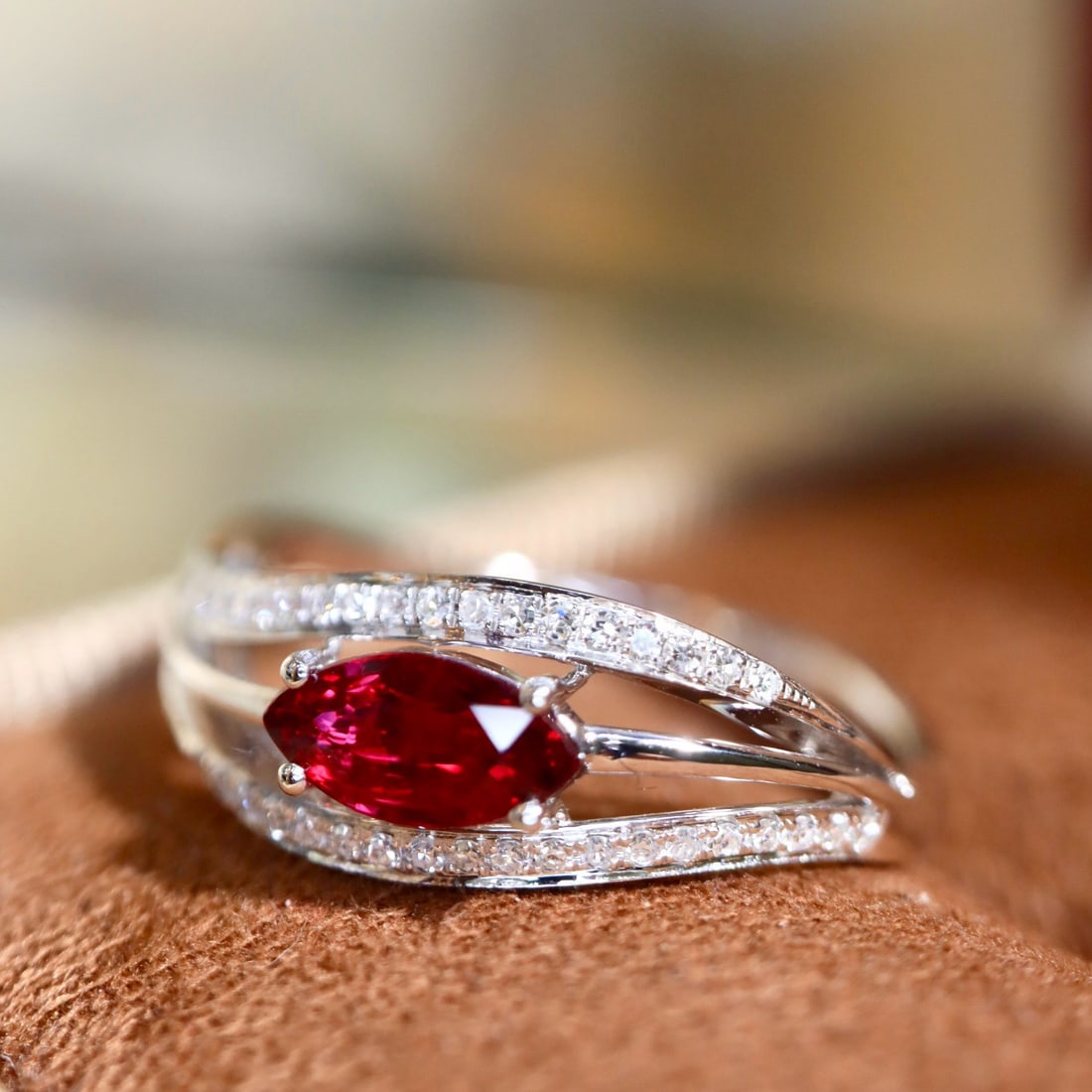 14k Gold 0.62 Ctw Natural Ruby & Diamond Ring - 7