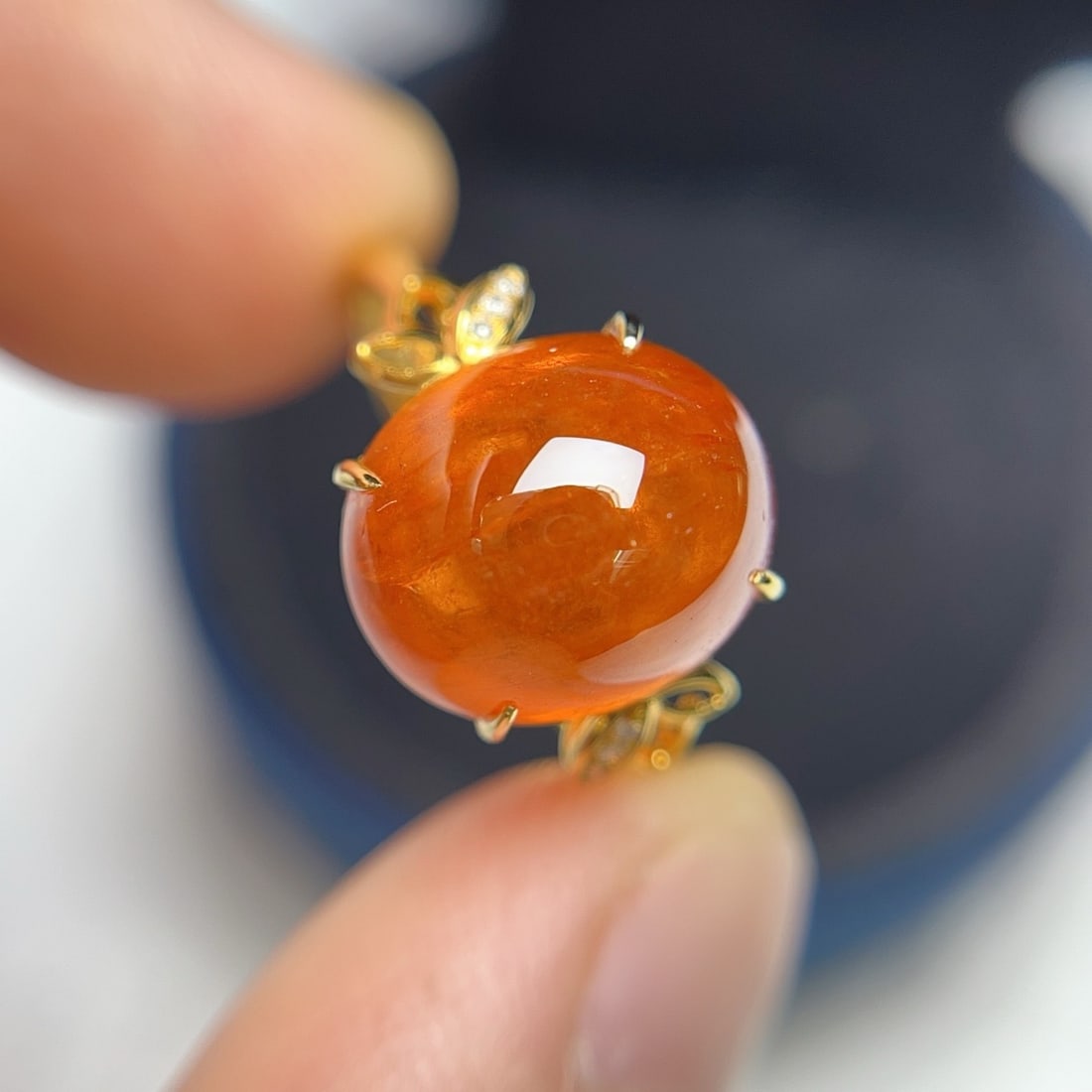 14k Gold 9.50 Ct Natural Spessartine & Diamond Ring - 5