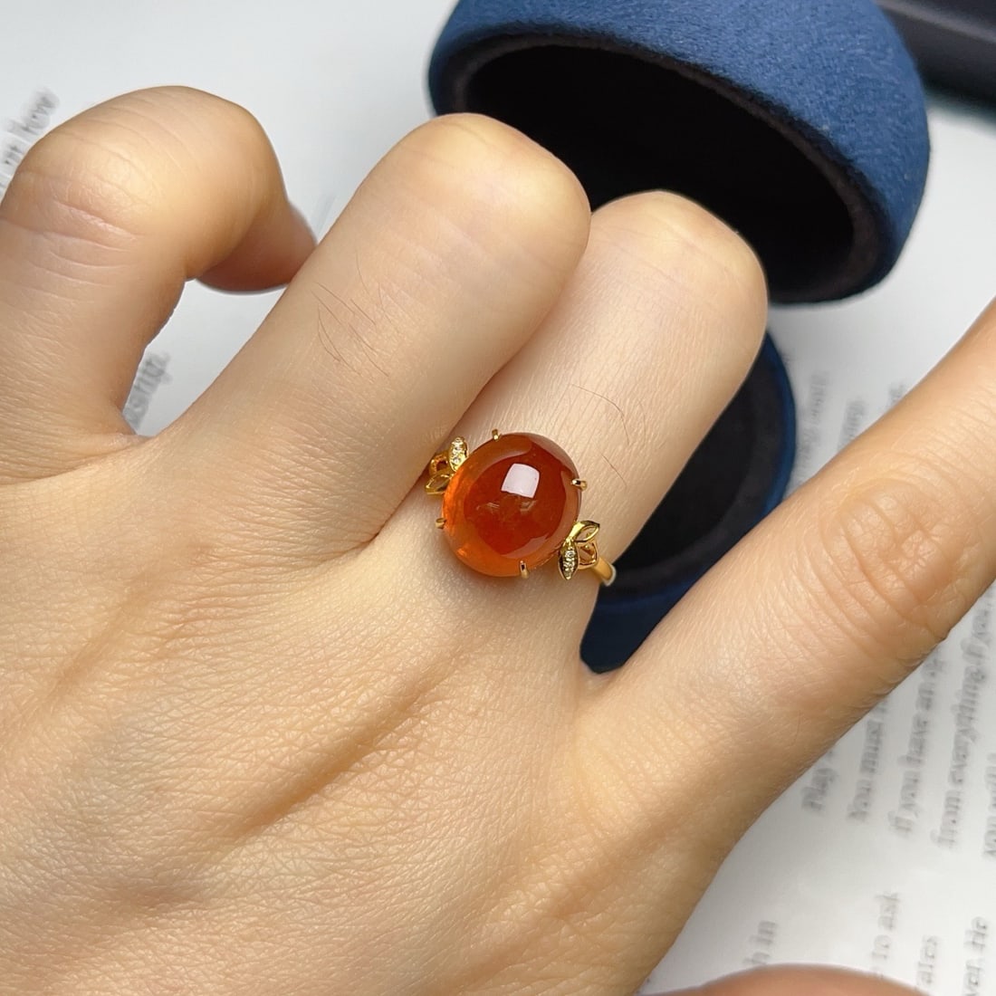 14k Gold 9.50 Ct Natural Spessartine & Diamond Ring - 6