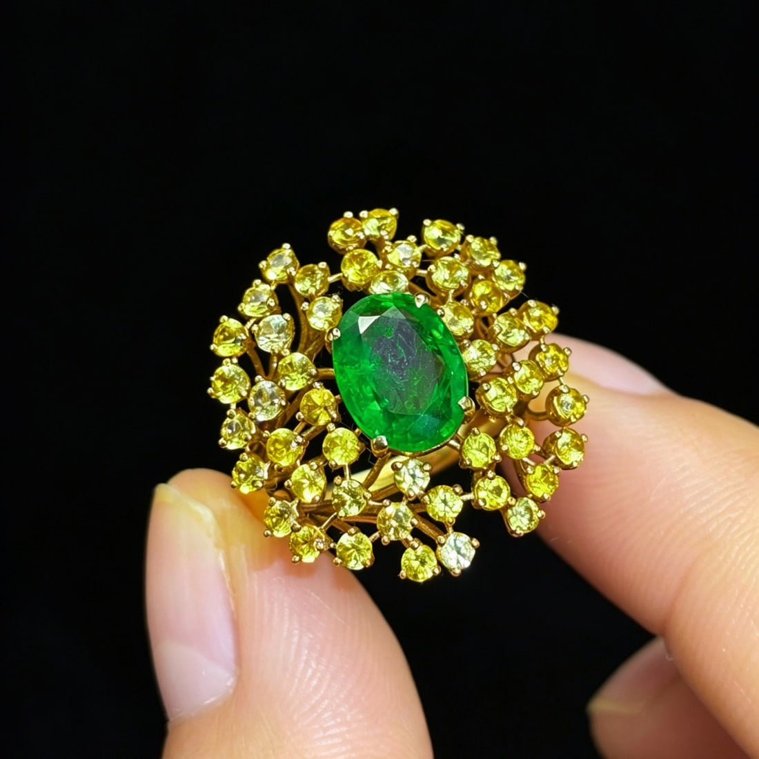 14k Gold 3.65 Ctw Natural Emerald & Sapphire Ring - 2