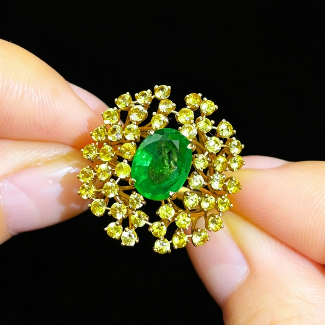 14k Gold 3.65 Ctw Natural Emerald & Sapphire Ring - 3