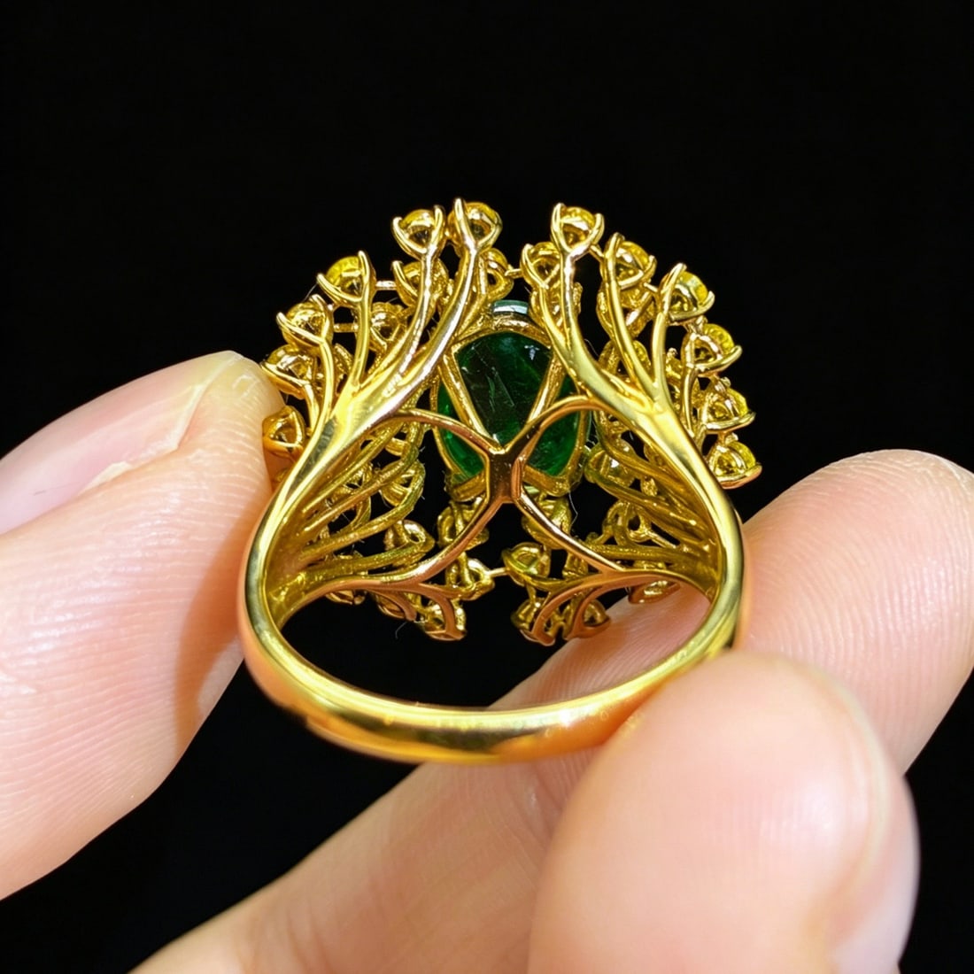 14k Gold 3.65 Ctw Natural Emerald & Sapphire Ring - 5