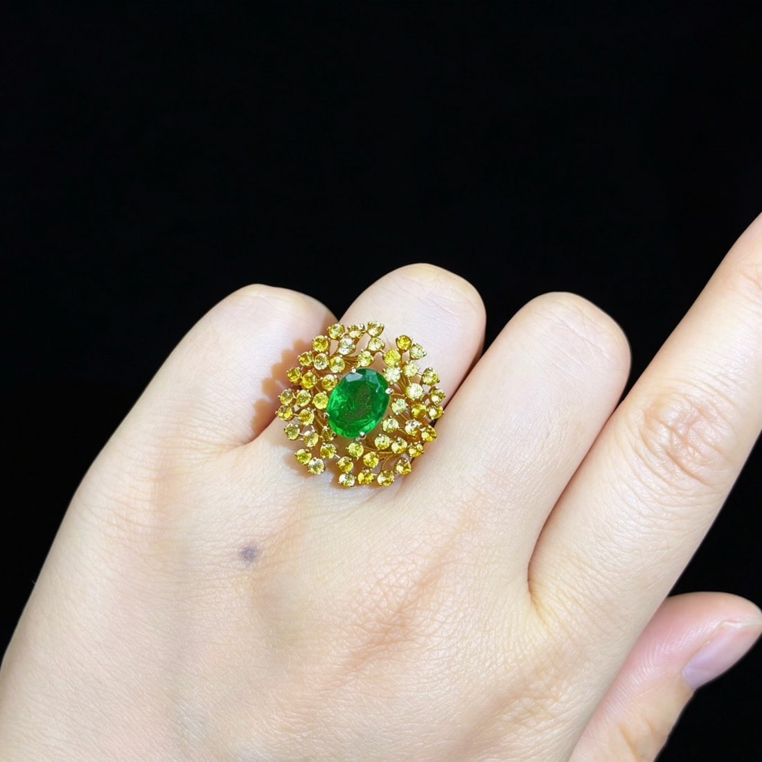 14k Gold 3.65 Ctw Natural Emerald & Sapphire Ring - 6