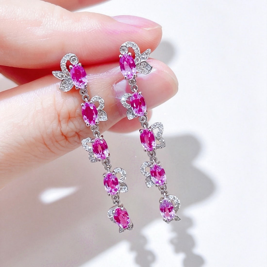 14k Gold 3.81 Ctw Natural Sapphire & Diamond Earrings - 2
