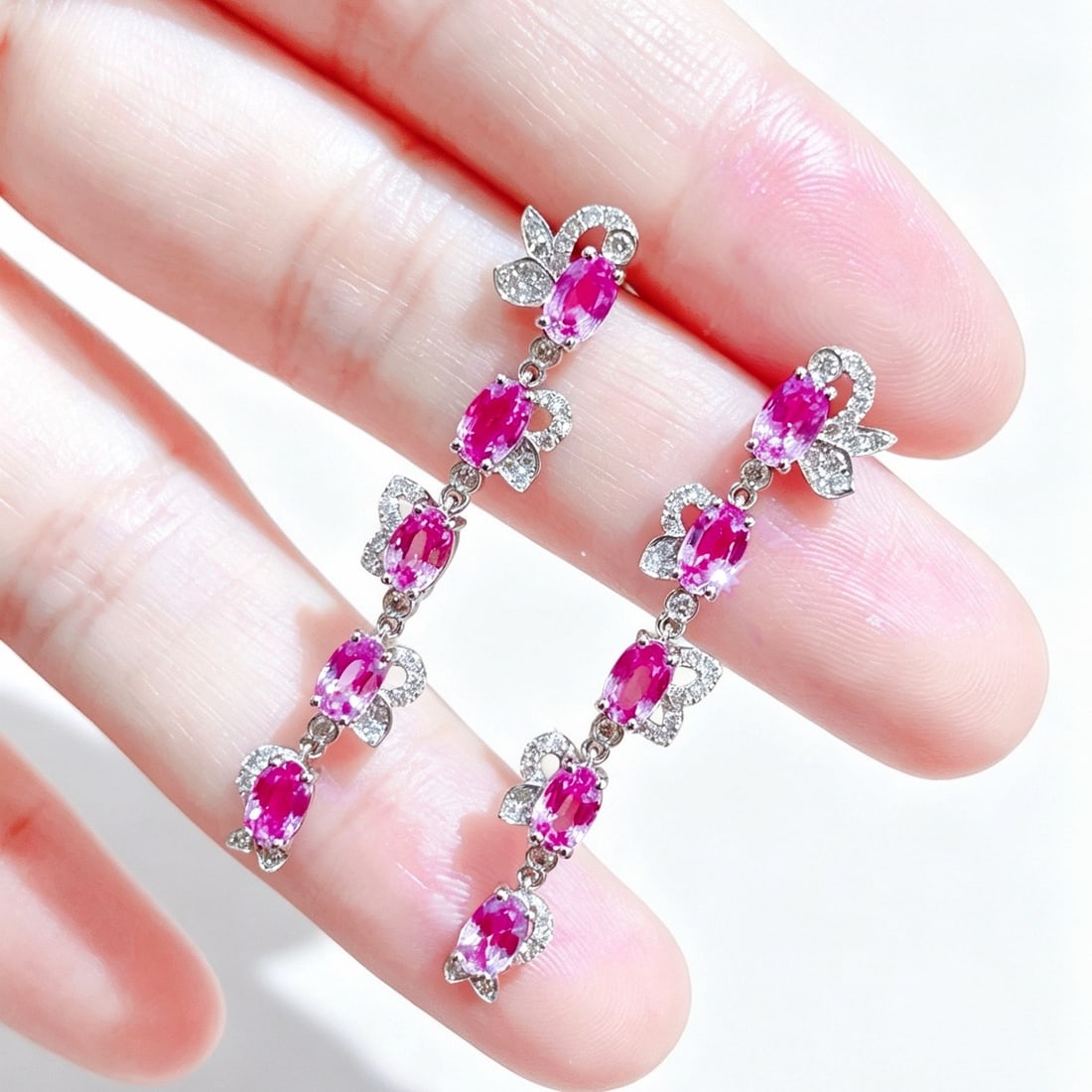 14k Gold 3.81 Ctw Natural Sapphire & Diamond Earrings - 3