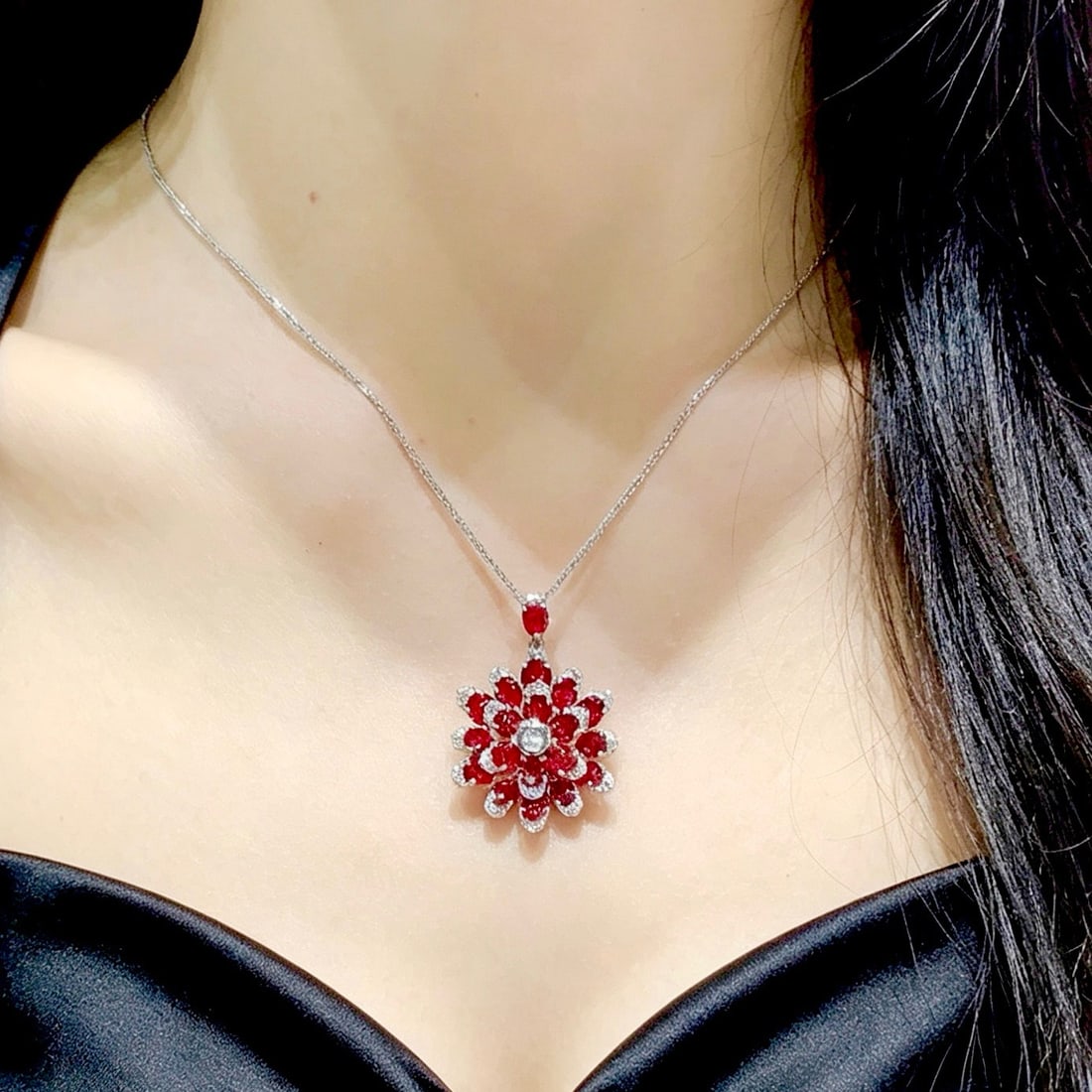 14k Gold 3.5 Ct Vivid Red Natural Ruby & Diamond Pendant( Without Chain ) - 4