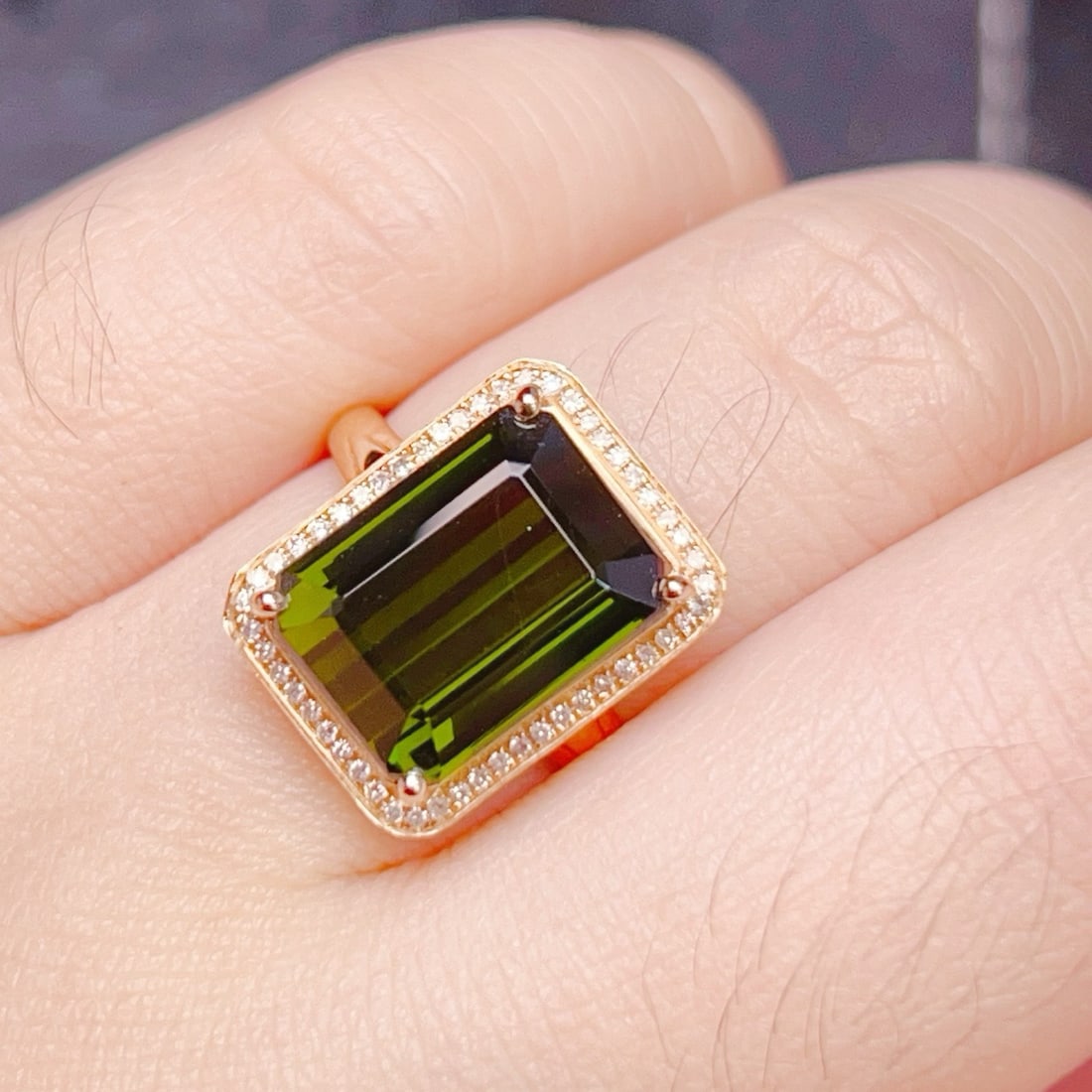 14k Gold 7.30 Ctw Natural Tourmaline & Diamond Ring - 6