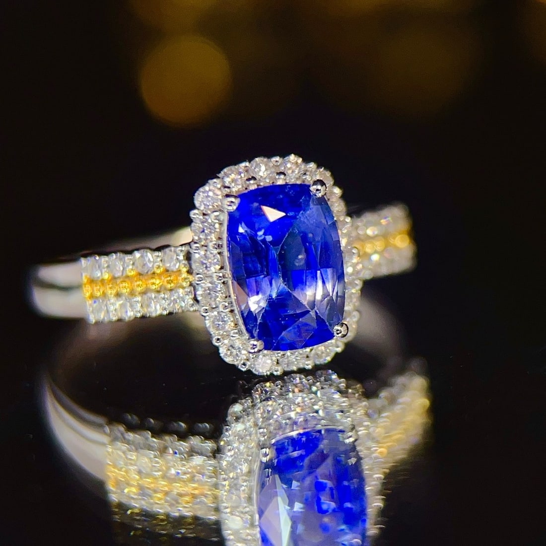 14k Gold 1.72 Ctw Natural Sapphire & Diamond Ring - 3