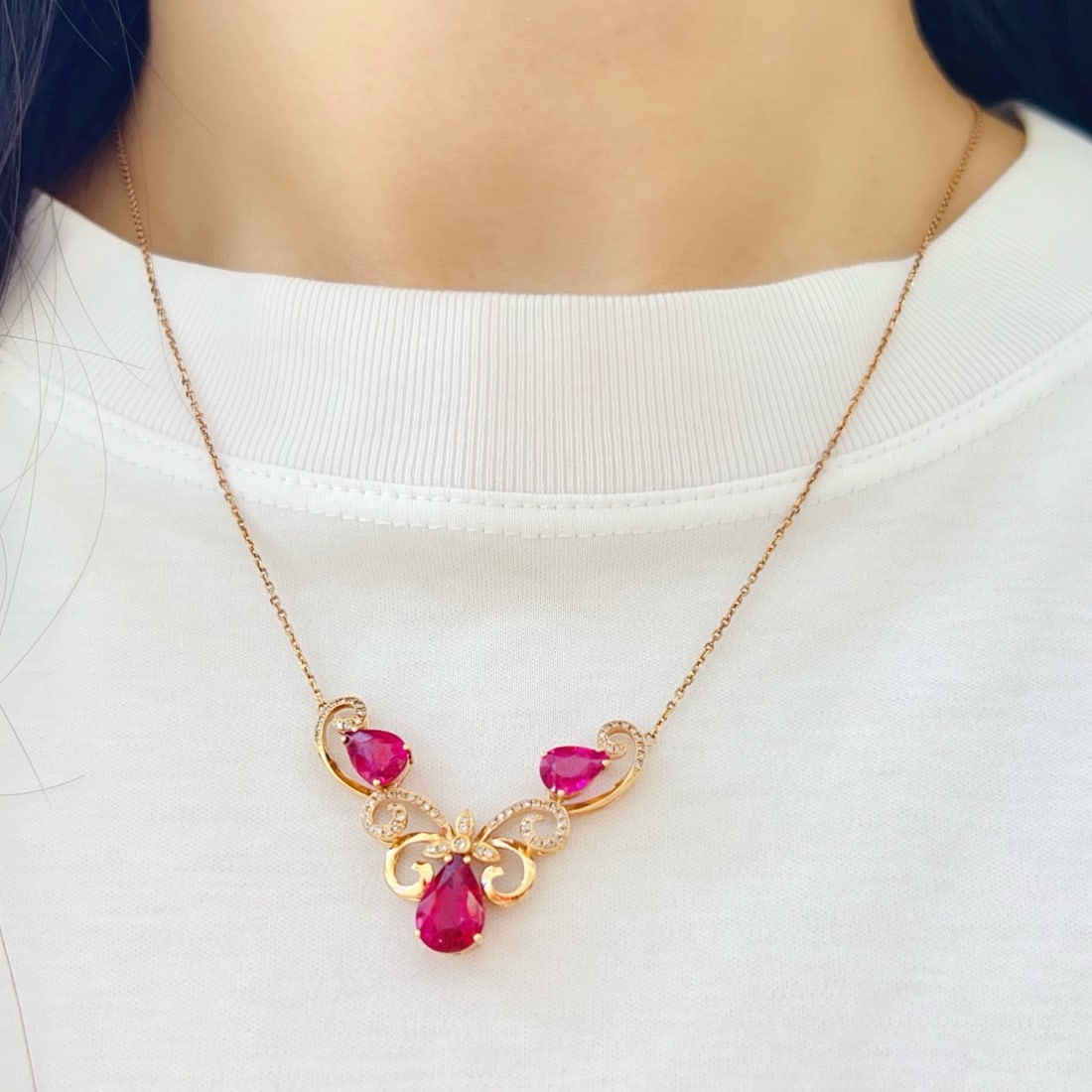 14k Gold 3.5 Ct Natural Tourmaline & Diamond Necklace - 6