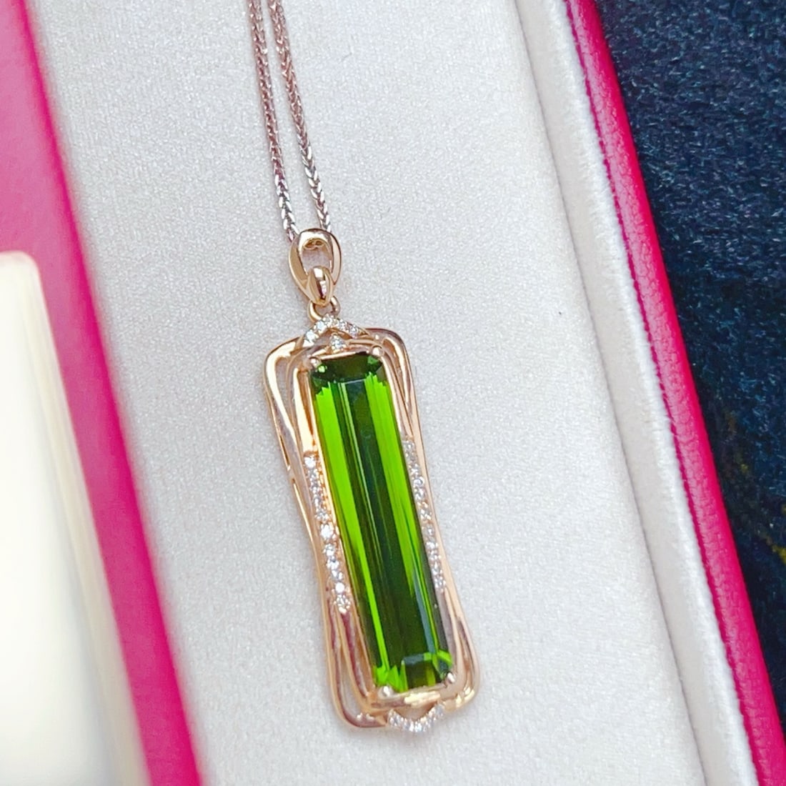 14k Gold 6.45 Ct Natural Tourmaline & Diamond Pendant( Without Chain ) - 5