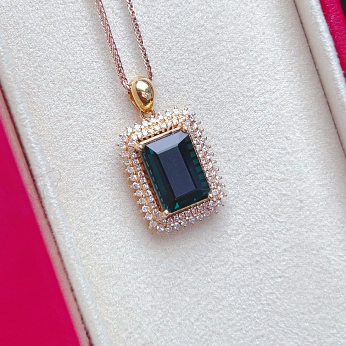 14k Gold 3.63 Ctw Natural Tourmaline & Diamond Pendant( Without Chain ) - 3