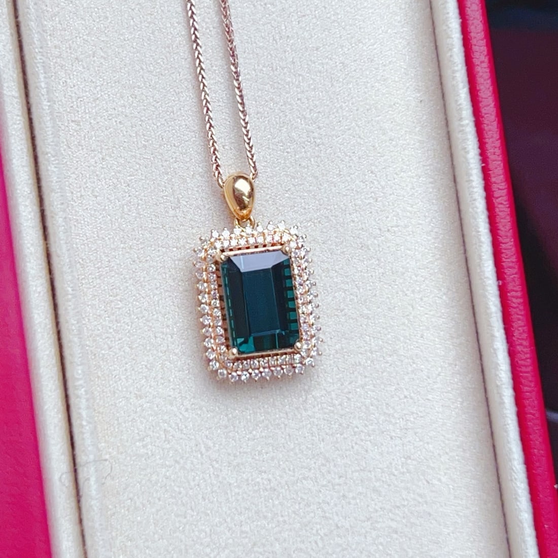 14k Gold 3.63 Ctw Natural Tourmaline & Diamond Pendant( Without Chain ) - 6