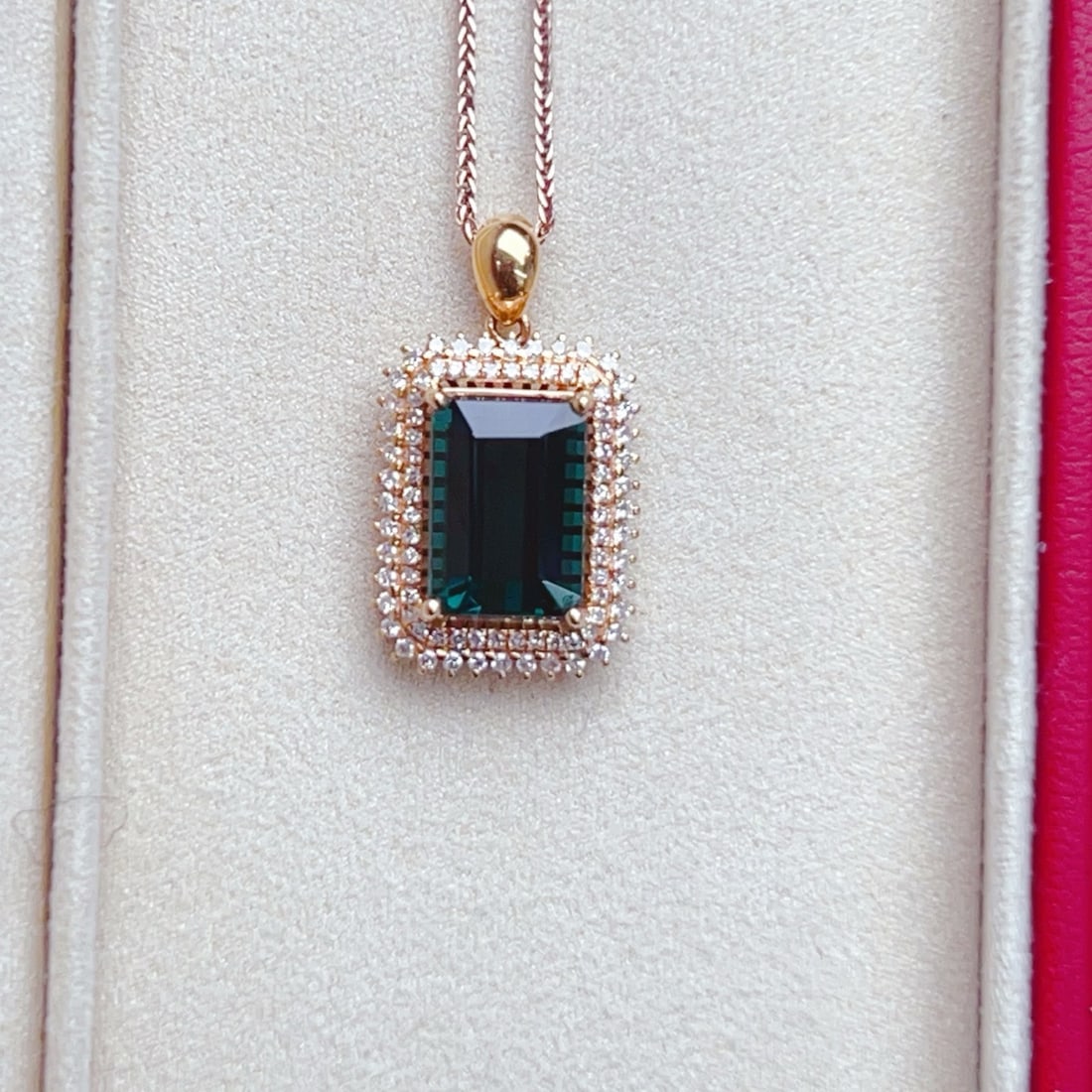 14k Gold 3.63 Ctw Natural Tourmaline & Diamond Pendant( Without Chain ) - 7
