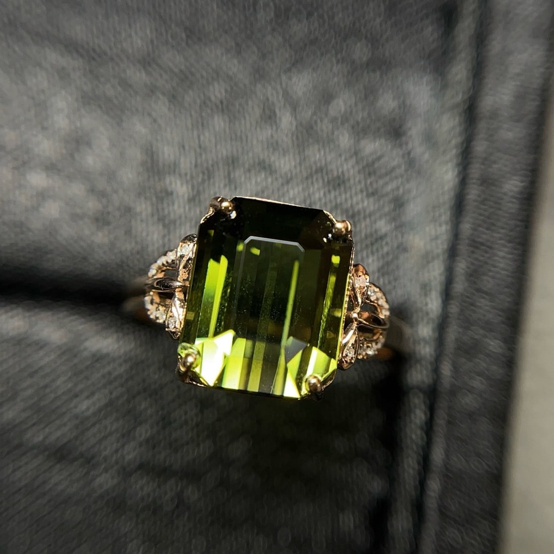 14k Gold 7.49 Ct Natural Tourmaline & Diamond Ring - 3
