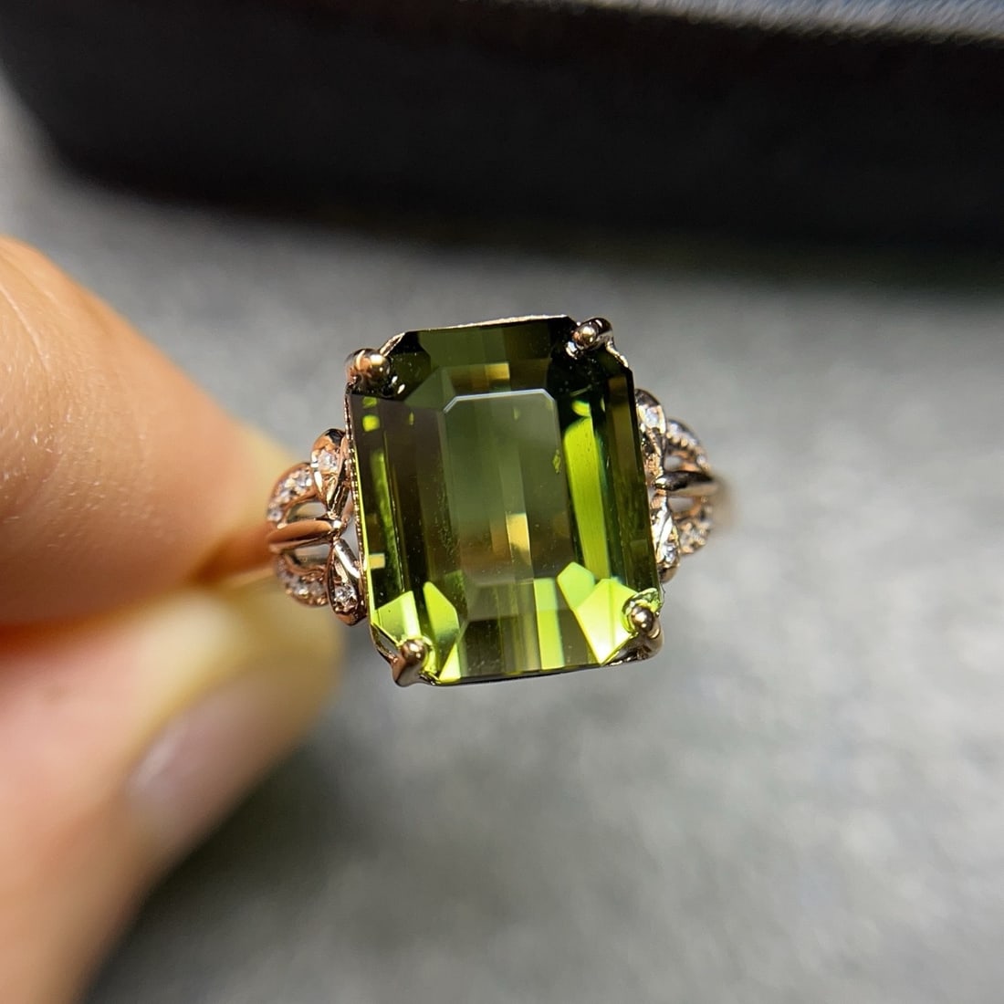 14k Gold 7.49 Ct Natural Tourmaline & Diamond Ring - 4
