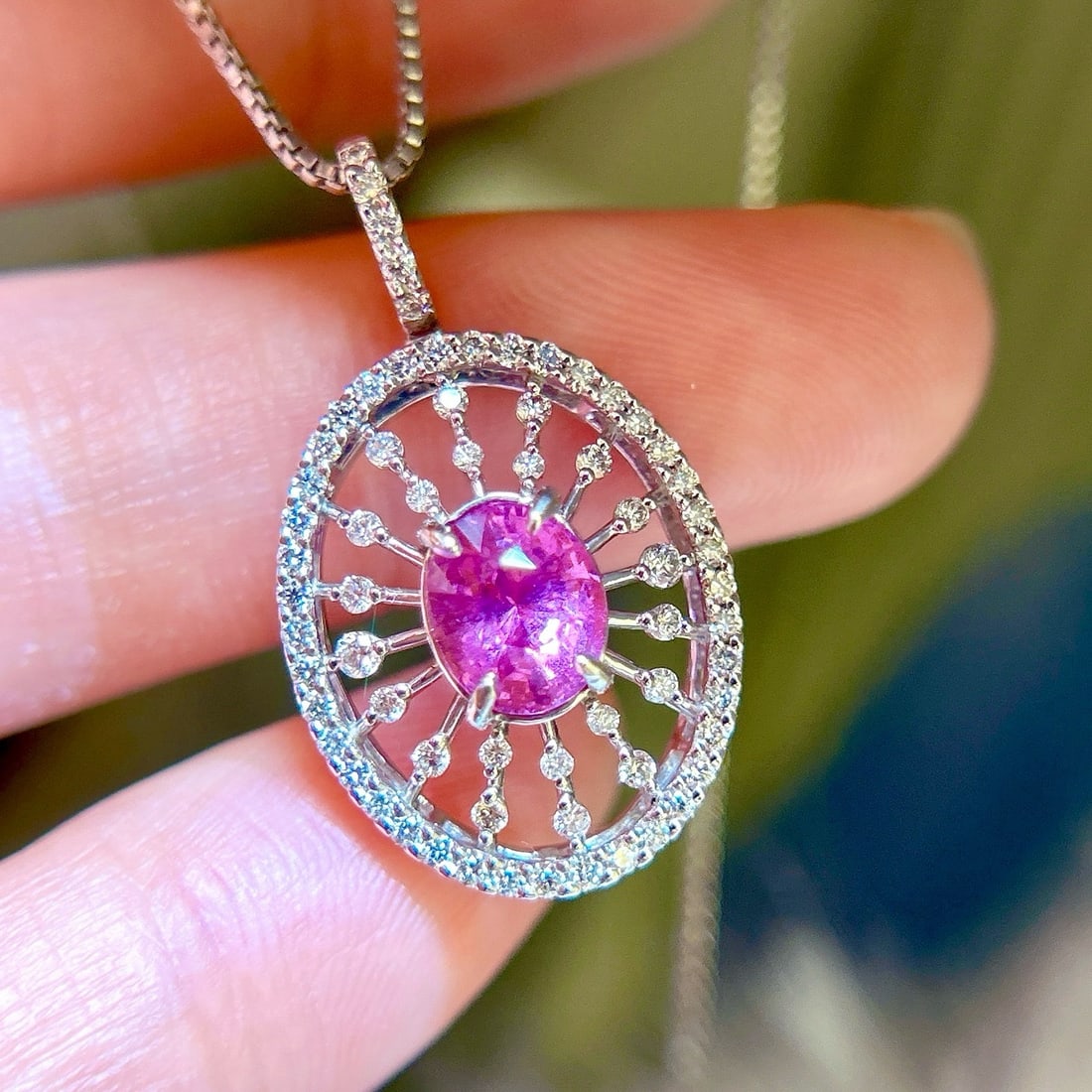 14k Gold 1.98 Ctw Natural Sapphire & Diamond Pendant( Without Chain ) - 3
