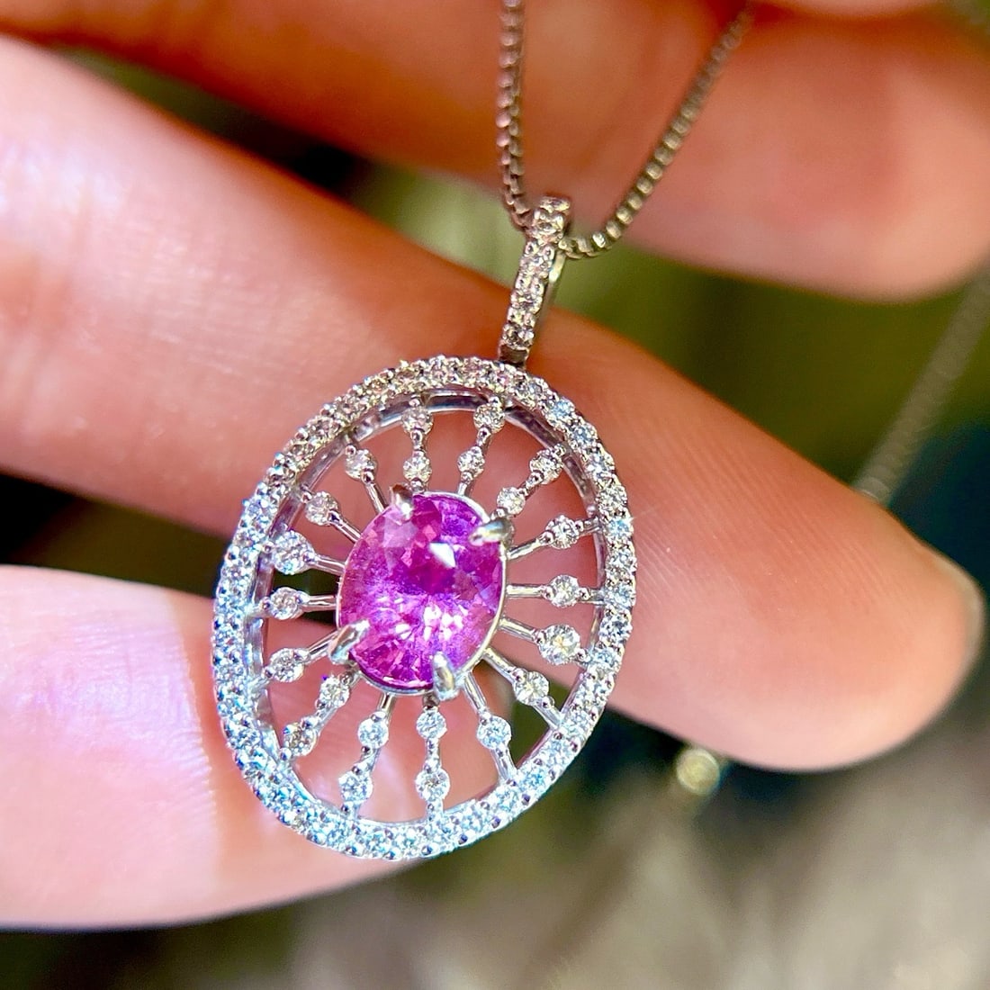 14k Gold 1.98 Ctw Natural Sapphire & Diamond Pendant( Without Chain ) - 4