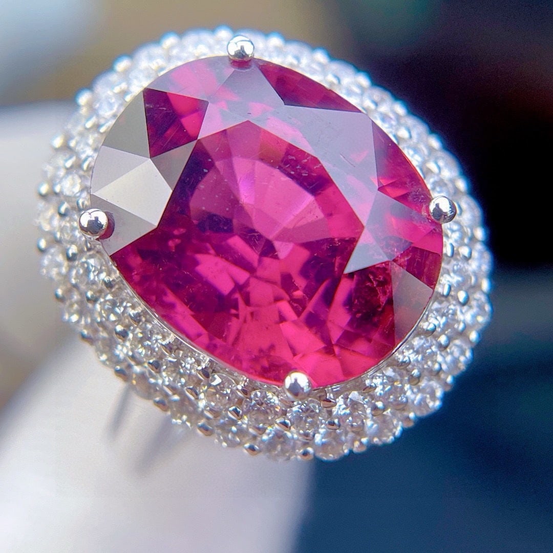 14k Gold 8.85 Ct Natural Tourmaline & Diamond Ring - 5