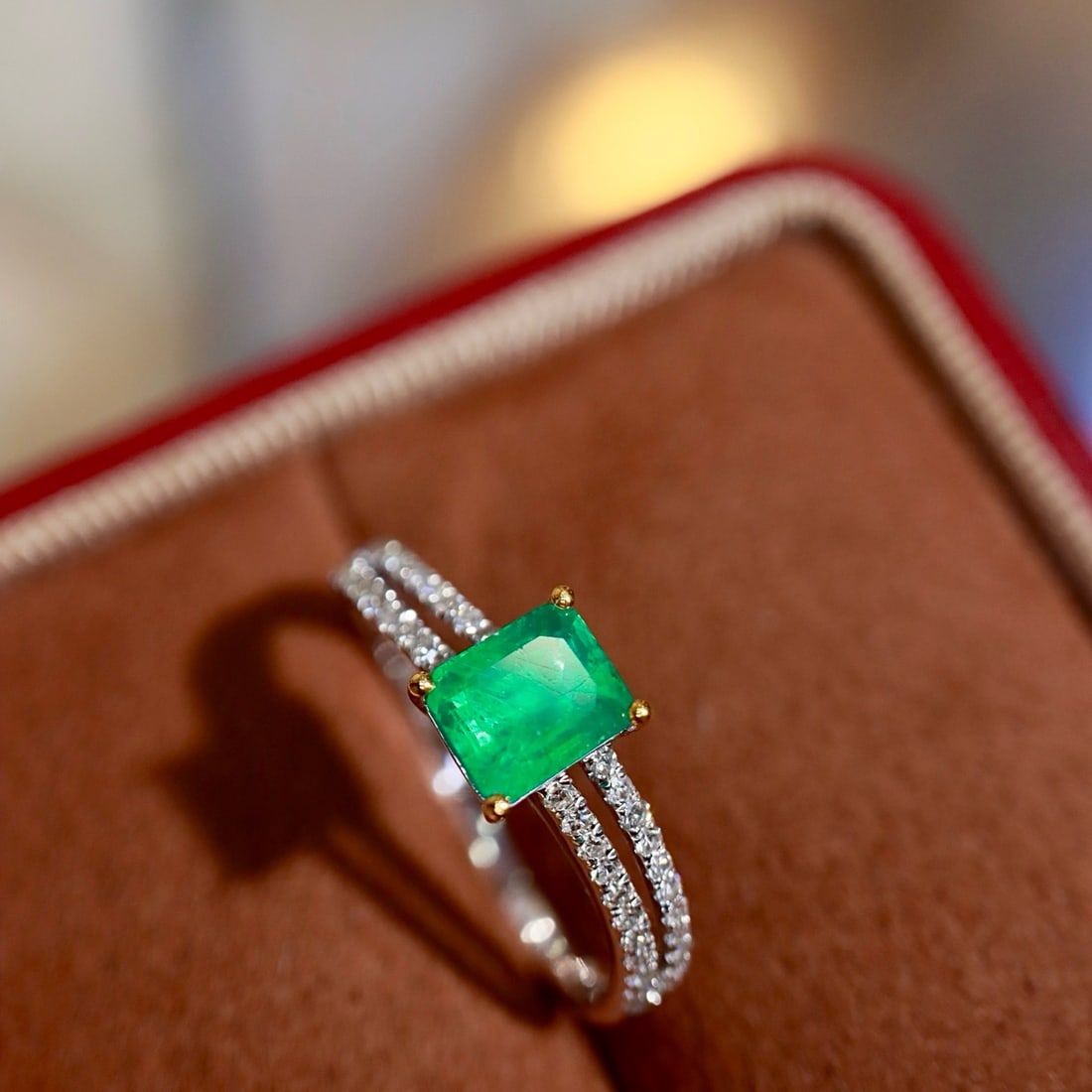 14k Gold 1.03 Ctw Natural Emerald & Diamond Ring - 2