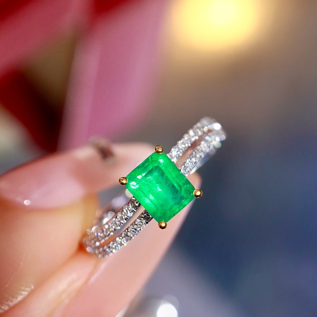14k Gold 1.03 Ctw Natural Emerald & Diamond Ring - 3