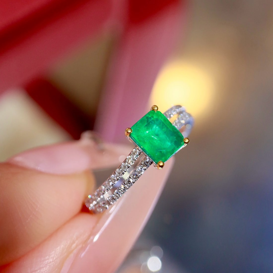 14k Gold 1.03 Ctw Natural Emerald & Diamond Ring - 4