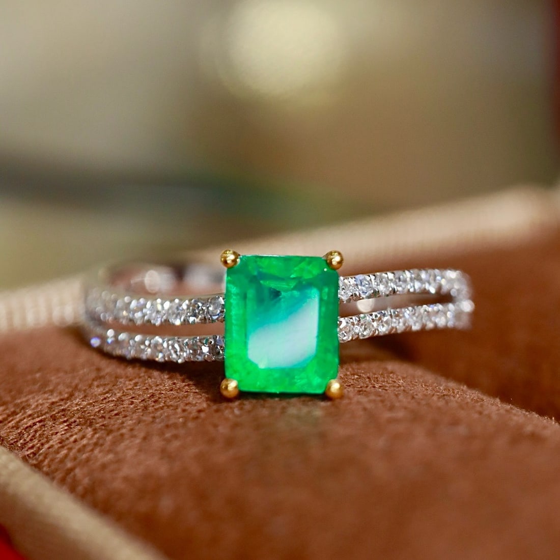 14k Gold 1.03 Ctw Natural Emerald & Diamond Ring - 5