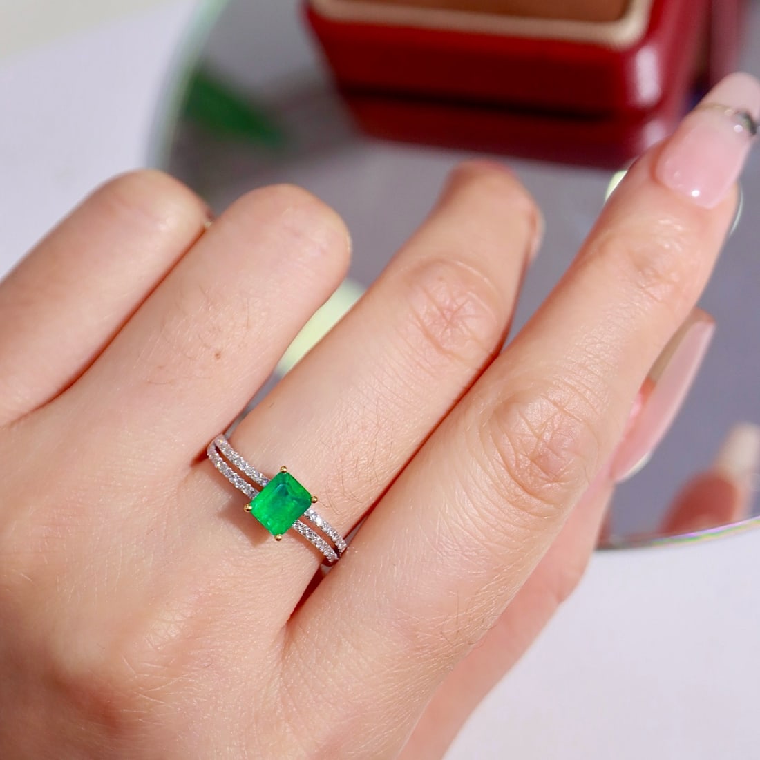 14k Gold 1.03 Ctw Natural Emerald & Diamond Ring - 8