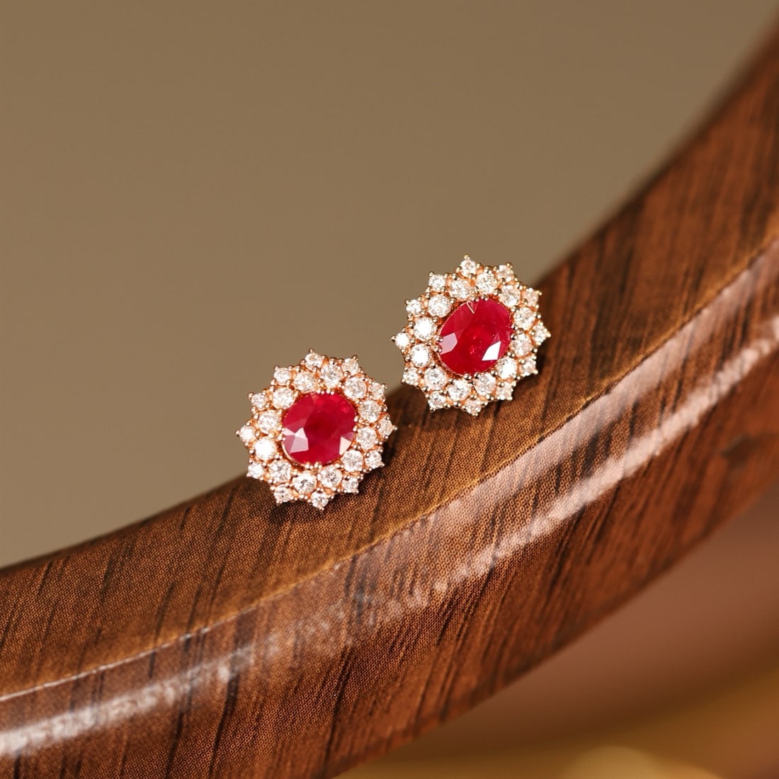 14k Gold 1.31 Ctw Vivid Red Natural Ruby & Diamond Earrings - 2