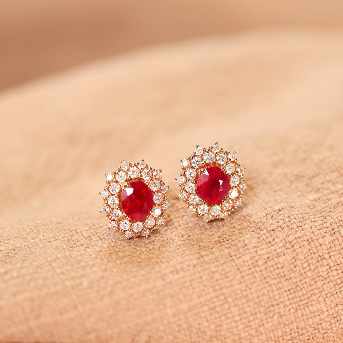 14k Gold 1.31 Ctw Vivid Red Natural Ruby & Diamond Earrings - 6