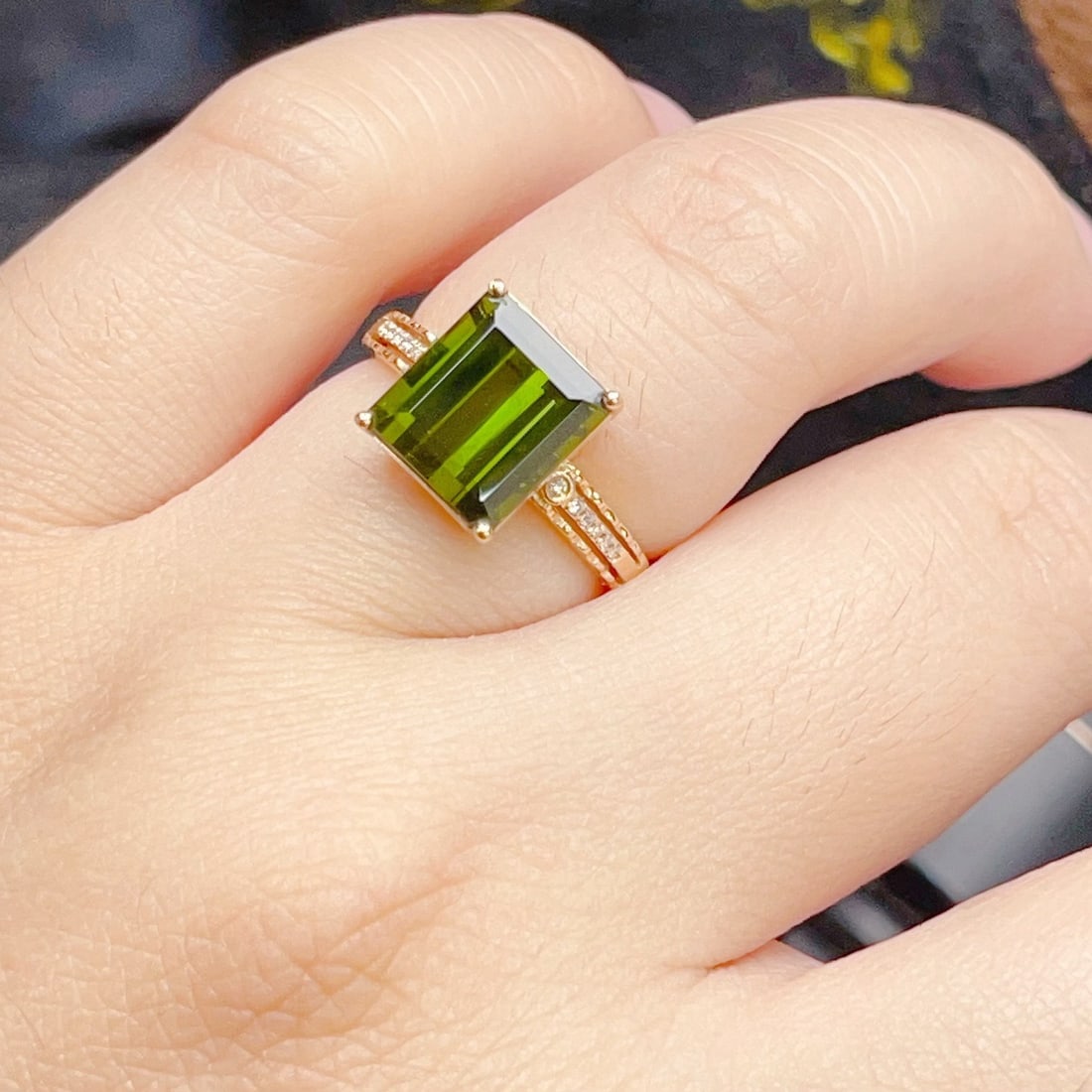 14k Gold 4.29 Ctw Natural Tourmaline & Diamond Ring - 6