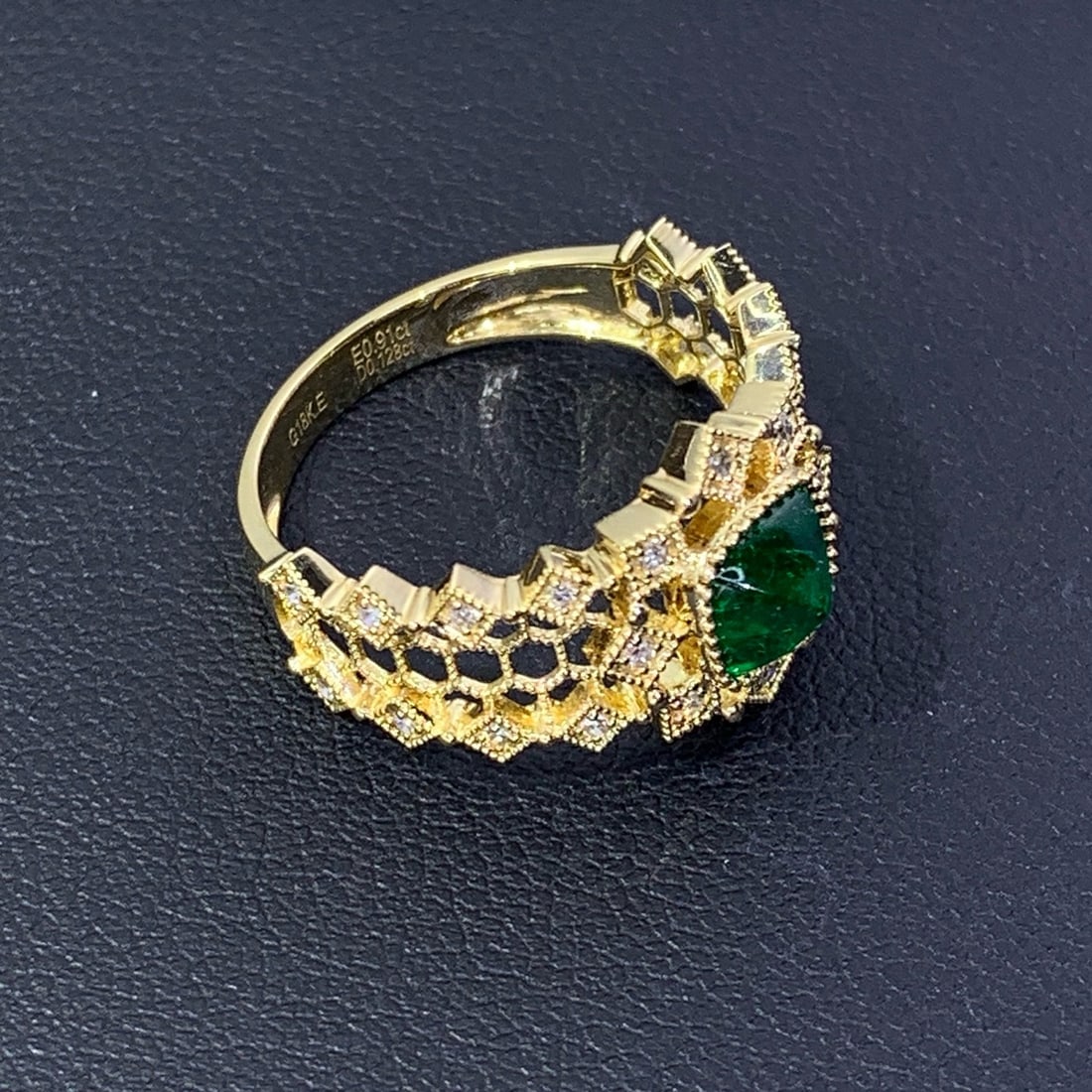 14k Gold 1.04 Ctw Vivid Green Natural Emerald & Diamond Ring - 6