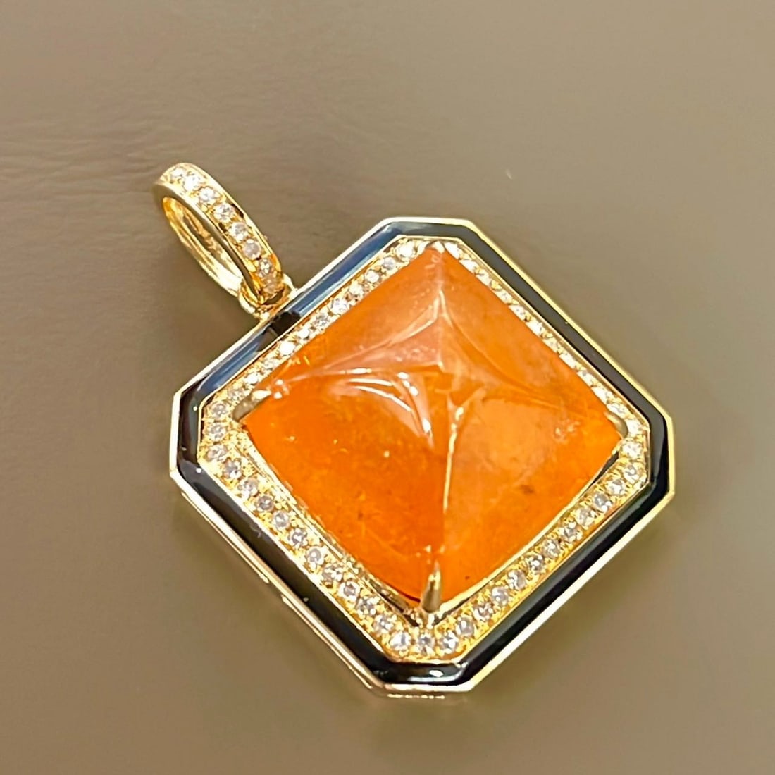 14k Gold 11.8 Ct Natural Spessartine & Diamond Pendant( Without Chain ) - 6